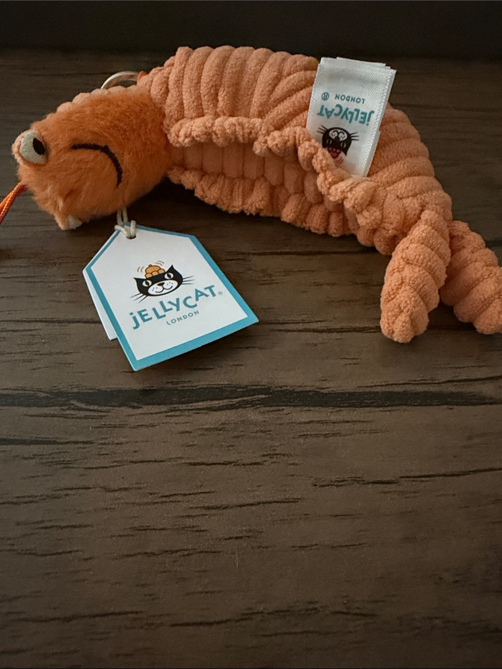 Jellycat Peach-Orange Shrimp Plush Keychain